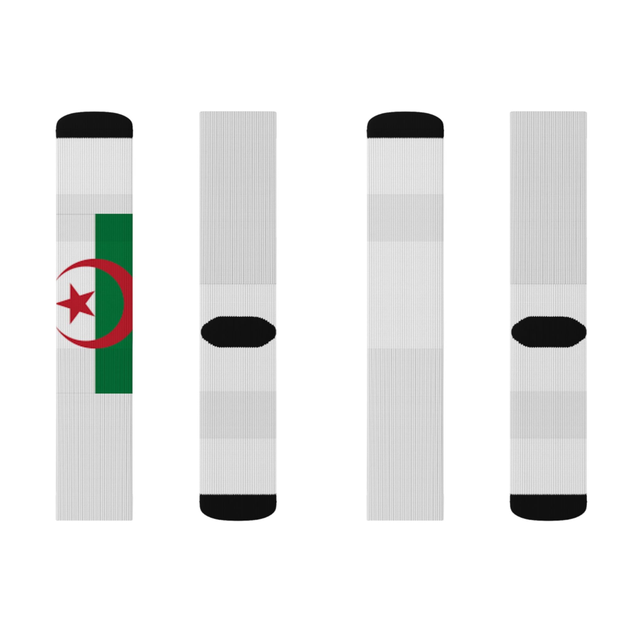 Algeria Flag Sublimation Socks — Patriotic Crew Socks with Red Star & Crescent