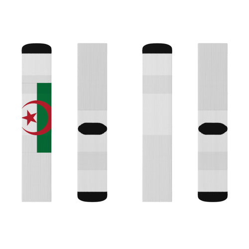 Algeria Flag Sublimation Socks — Patriotic Crew Socks with Red Star & Crescent