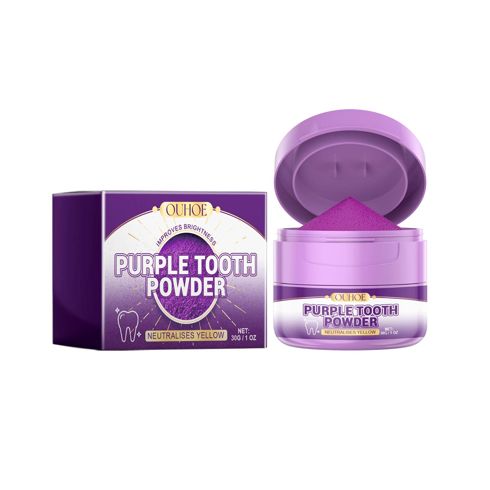 Purple Tooth Powder, Teeth Yellow Teeth Stains Tartar Cleaning Care Whitening Teeth Powder